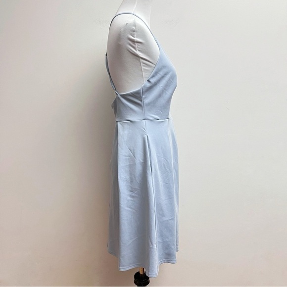 Glory Sunshine Baby Blue Deep V Neck A Line Pleated Mini Cocktail Party Dress XL - Picture 4 of 11